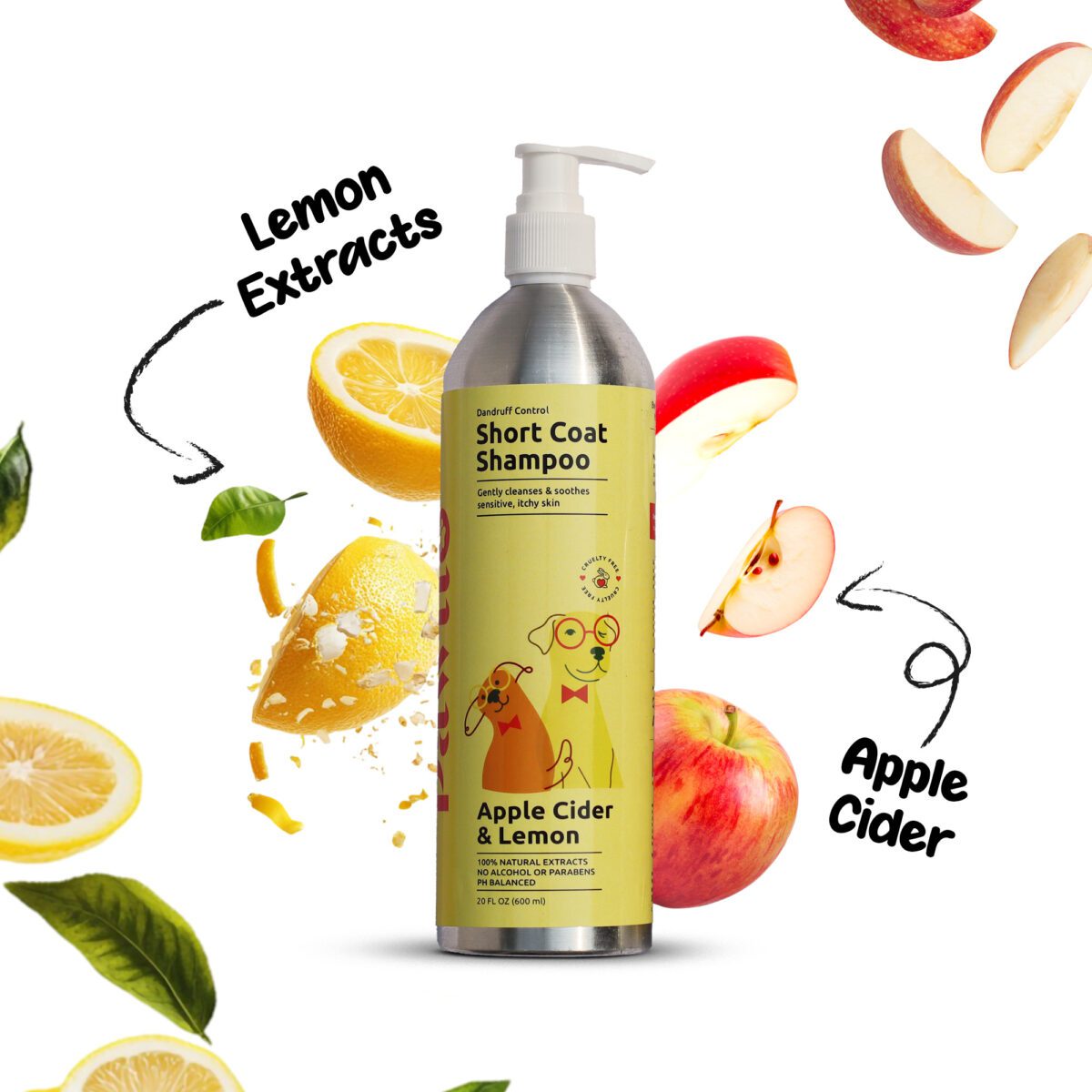 Pawllo Apple Cider & Lemon Short Coat Shampoo for Cats & Dogs | Deep Cleansing & Odor Eliminating Pet Shampoo | Natural Antibacterial & pH Balanced Formula | Enhances Shine & Removes Greasiness | Ideal for Regular Use | 300ml & 600ml - Image 3